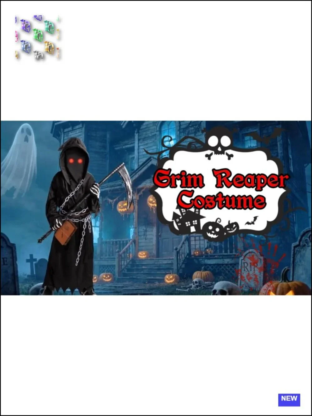 Kids Grim Reaper Costume 7 Piece Set Scary Halloween Boys Cosplay